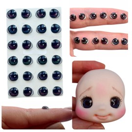 366-7: 3D Resin Googly & Wiggle Eyes (24 Pcs/12 Pairs) 7mm – Brown, Blue, Green, Gray – Self-Adhesive for DIY Crafts, Clay, Felt, EVA, Cold Porcelain, Polymer Clay, Sculptures, Amigurumi
