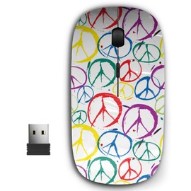 2.4G Ergonomic Portable USB Wireless Mouse for PC, Laptop, Computer, Notebook with Nano Receiver ( Multicolor Symbols Peace )