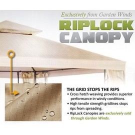 Garden Winds Universal 10 x 10 Two-Tiered Gazebo Replacement Canopy Top Cover - Riplock 350 - Green