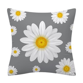 Throw Pillow Covers Set of 4 Grey Cushion Covers 45cm x 45cm with Yellow and White Floral Soft Polyester Square Decorative Throw Pillow Cases for Living Room Sofa Couch Bed Pillowcases 18 x 18 inch