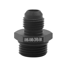 Saihisday 1PCS 6AN to 8AN ORB Fuel Line Adapter, Male O-Ring Fitting Adapter with Rotating Hose End and Rubber O-Ring, Aluminum, Black