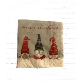 Molly & Rex Merry Christmas Napkins Gnome 40 Beverage Napkins 10x10