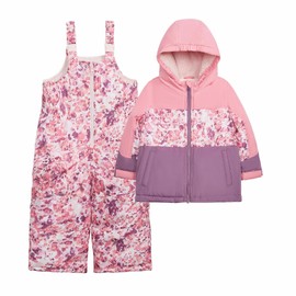 OshKosh B’gosh Girls Ski Jacket and Snowbib Snowsuit Outfit Set, Scattered Pink Orange, 6X