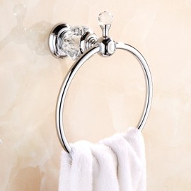 Nokozan Luxury Crystal Series Chrome Fished Batrhoom Towel Ring Holder Wall Mouted