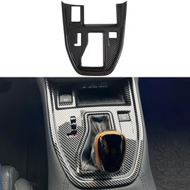 Kolya Center Console Gear Shift Panel Cover Trim Compatible with 2020 2021 2022 2023 2024 2025 Subaru Outback Accessories (Carbon Style with Extra Button)