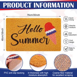 Mindsoft 4th of July Doormat Hello Summer Welcome Mat USA Patriotic Welcome Doormat Independence Day Door Mat Memorial Day Front Door Rug for Home Indoor Holiday Decoration 18 x 30 Inch