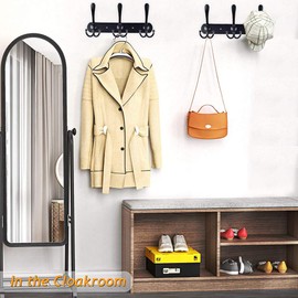 Coat Hooks Wall Mounted, Wall Hooks for Hanging Robes Towel Hat Backpack Purse Keys Bags, Max Bearing 40 lb