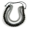 Avalaya Black/Grey/3 Strand Layered Resin Bead Cord Chunky Necklace/60cm-70cm/Adjustable