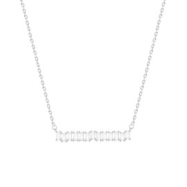 Vxddy Necklace for Womens Baguette-Cut Bar Dainty Pendant Women Necklaces Sterling Silver Modern Fashion Jewelry