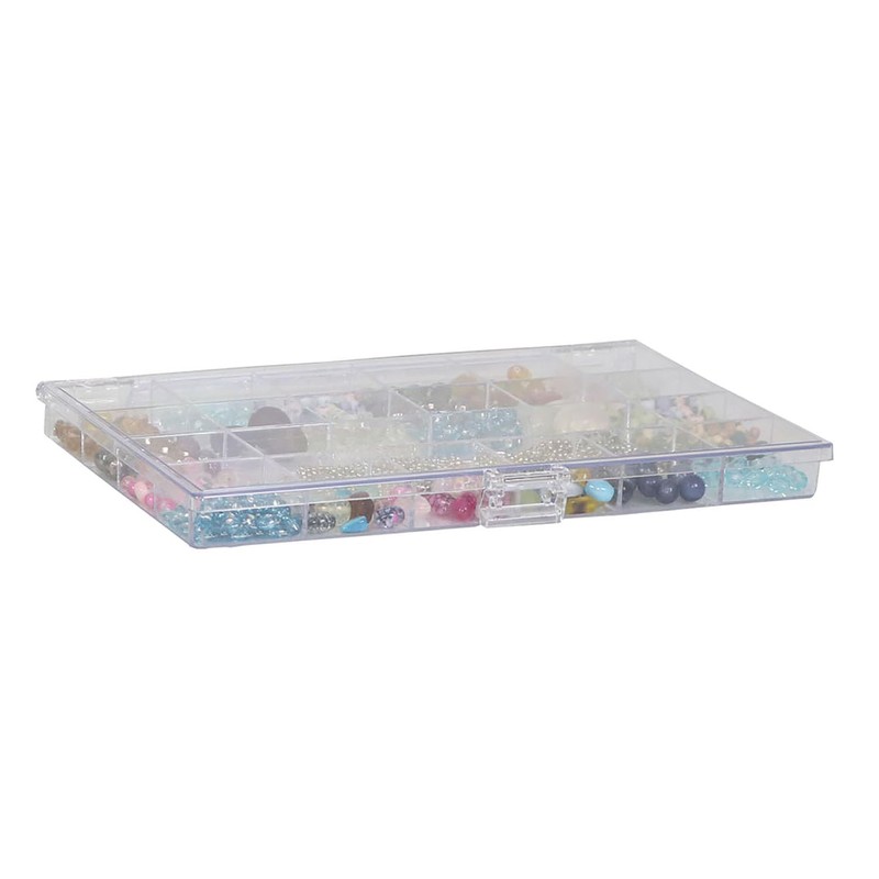 Everything Mary 21-Compartment Bead Storage Box – Clear Organizer for