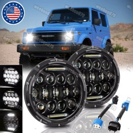 Unbranded 7inch Round LED Headlights Hi/Lo Sealed Beam 2x For 1986-1995 Suzuki Samurai DOT