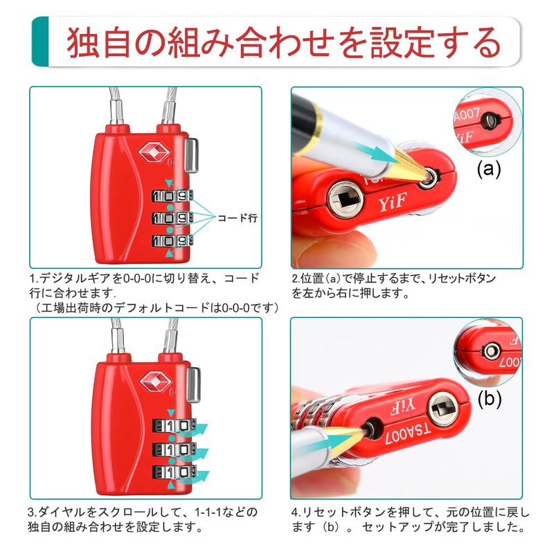 ZHEGE Dial Lock, Travel, Dial Type, Cable Lock, Security Code,
