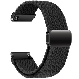 AidorMax Watch Straps - Quick Release Elastic Braided Watch Bands 22mm, Soft Breathable Fabric Replacement Strap with Adjustable Magnetic Buckle for Smartwatches and Wristwatches Men Women (Black)
