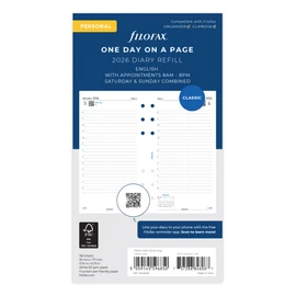 Filofax Personal day per page English appointments 2026 diary 26-68441