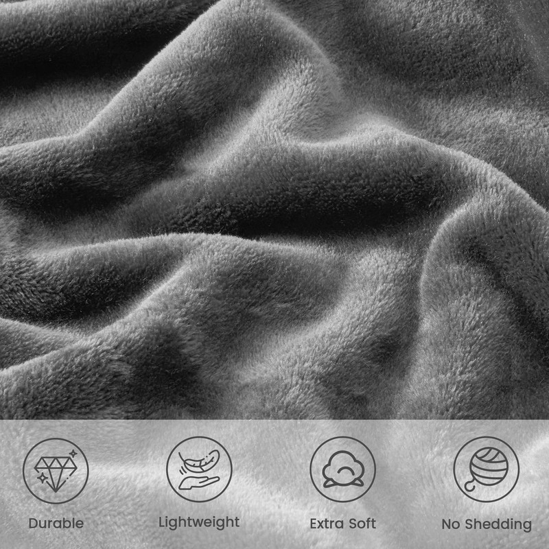LINENOVA Fleece Throw Blanket for Couch, Sofa, Bed, Soft Lightweight