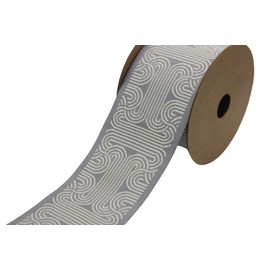 Bobina de 3.8 yardas de 2.7 pulgadas de ancho gris y blanco con ribete de llave romana cinta jacquard para tus cortinas, cortinas, cinta adhesiva V5 205
