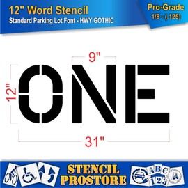 Pavement Marking Stencils - 12 inch ONE Stencil - 12" x 31" x 1/8'' (128 mil) - Pro-Grade