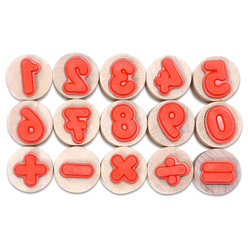 SUNNYSUE 766236 Numeral Calculator Wooden Stamp Primary School Calculation