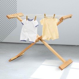 JISADER Children Laundry Drying Rack Towel Rack for Kids, Wood Clothing Dryer Educational Tool Wooden Clothes Rack for Household Home