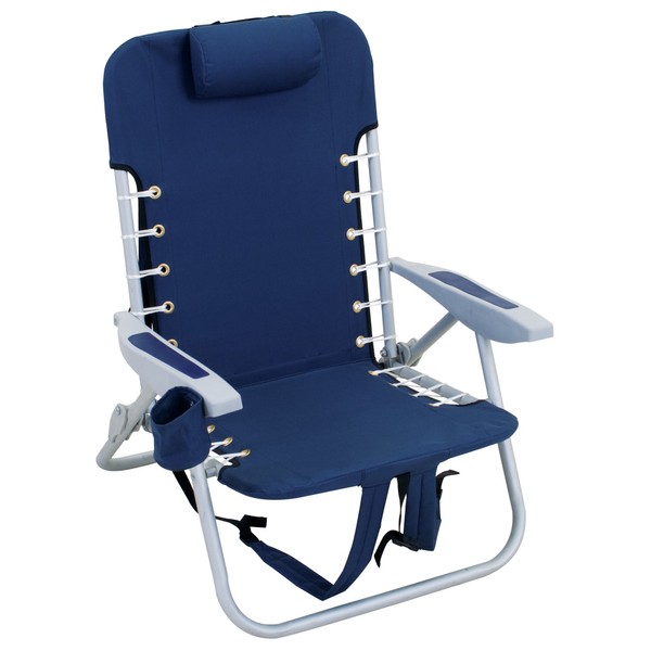 RIO Gear Beach Lace-Up Suspension Folding Beach Chair For Camping, Aluminum, Navy , 44.7" x 25.5" x 26.5"