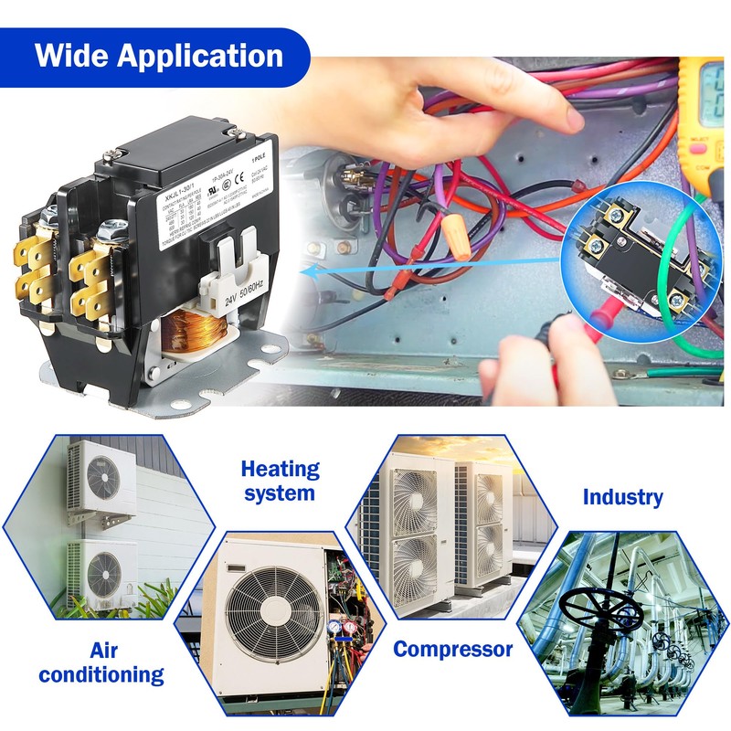 Dreyoo Carrier HVAC Motor Contactor, 24V 30 A Coil 1