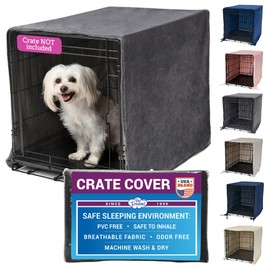 Pet Dreams Dog Crate Cover - Breathable Fabric Kennel Topper for Single-Door Crates, Fits iCrate Dog Cages 18, 24, 30, 36, 42, 48 Inches (Grey, Medium, 30")