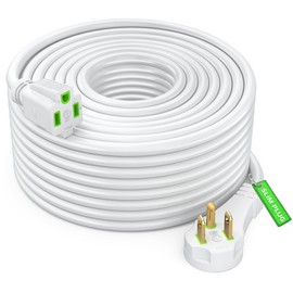 Maximm Flat Plug Extension Cord 50 ft with Slim Space-Saving Plug Design, Low Profile Extension Cord 14AWG (White)