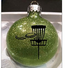 Jenuine Crafts Disc Golf Frisbee Sports Lime Glitter Holiday Ornament Shatterproof Disc