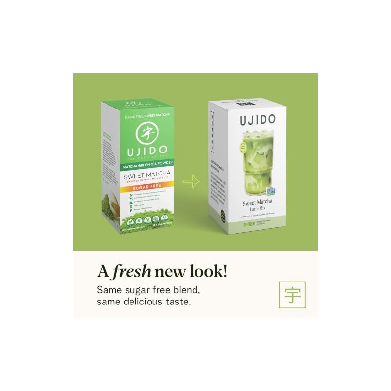 Ujido Matcha Green Tea Powder Sweetened with Monk Fruit