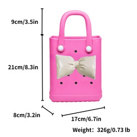 Lopqix Mini Rubber tote bag, Rubber Beach Tote, Lightweight Washable Tote for Beach Pool Travel (Peach Pink)