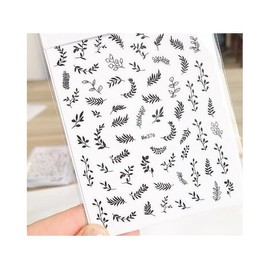 Generic Black Flowers Leaf Branches Nail Stickers Geometric Lines Flower Nail Decals Me376 Nail Wraps Stickers Manicure Supplies for Women Nails Full Long Lasting Easy Apply and Remove
