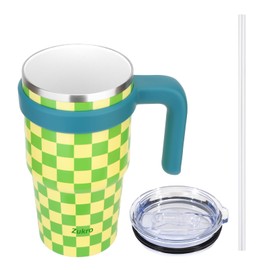 Zukro 20 oz Tumbler with Handle, Lid and Straw, Ceramic Lined, Double-Walled Vacuum Insulated Stainless Steel Coffee Cups for Home/Office/Work, Travel Mug for Hot and Cold Drinks, BPA-Free