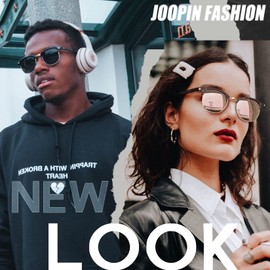 Joopin Square Semi Rimless Sunglasses Women Men Polarized Sun Glasses UV Protection (Gloss Black+Retro Pink)