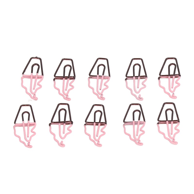 100 Pcs Shaped Paper Clips 2 Color Ice Cream Shape