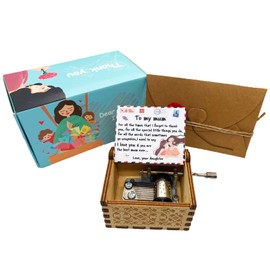 Meqtpomy Music Box for Mom Gifts from Daughter You are My Sunshine Music Box Vintage Laser Engraved Wooden Musical Boxes Hand Cranked Small Sunshine Music Box for Mothers Day/Birthday/Christmas