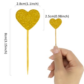 Decoración para cupcakes con forma de corazón con purpurina, 50 piezas de amor para el día de San Valentín, decoración de tartas para bodas, bodas, fiestas de cumpleaños, baby shower