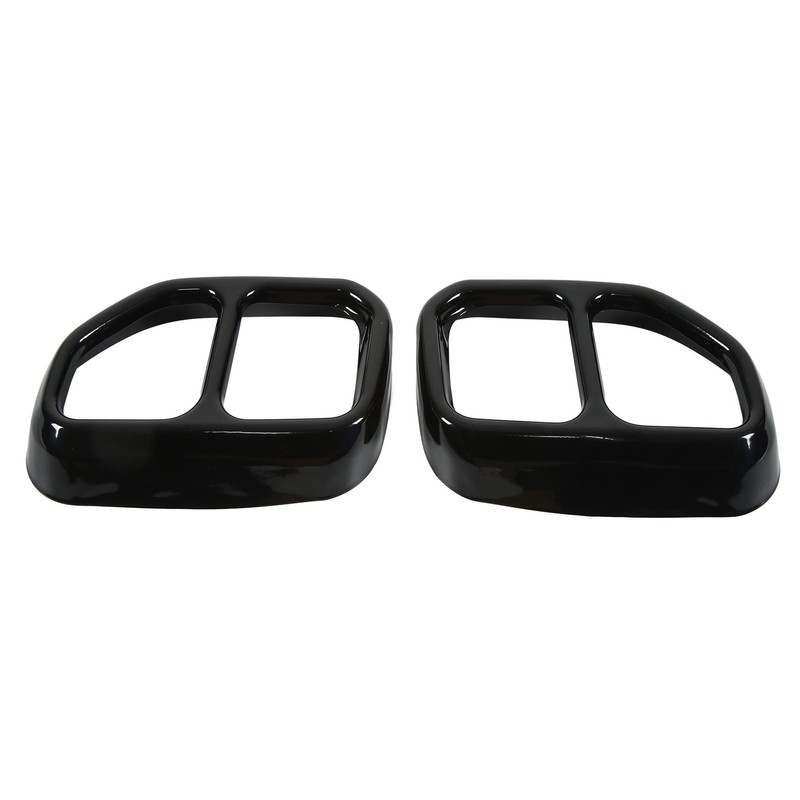 2pcs Gloss Black Car Tail Exhaust Pipe Cover Trim Stainless