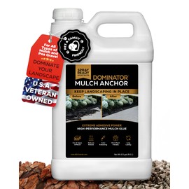 DOMINATOR Mulch Anchor 2.5 Gallons - Mulch Glue and Pea Gravel Stabilizer, Ready to Use Spray, Lasts up to 2 Years, Fast-Dry, Non-Toxic, Strong Mulch Glue for Landscapes