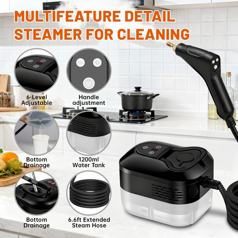 SRGARH Pressurized Handheld Steam Cleaner, Portable Steamer for Cleaning with