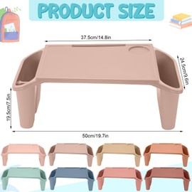 Beeveer 8 Pcs Kids Lap Desk Tray Bulk 19.7x9.6x7.1in Portable Lap Tray for Kids Plastic Table with Side Storage Space for Bed Classroom Laptop Children Car Activity Eating Floor (Multicolor)