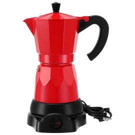 Lemosae Coffee Pot 6 Cup Electric Espresso Coffee Maker Italian Moka Maker 300ml Portable Aluminum Espresso Maker Espresso Moka Pot with Detachable Base, Coffee Gift for Home Travel (Red)