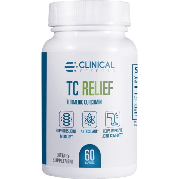 Clinical Effects TC Relief - Turmeric Curcumin with Bioperine Black Pepper Joint Supplement for Alternative Pain and Immunity Support - 60 Capsules