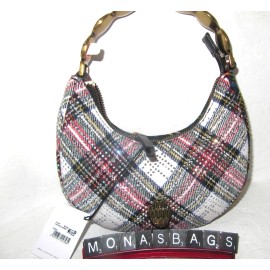 Kurt Geiger Octavia Moon Bag Chrystal's  Rimstones Plaid  Shoulder Bag NWT $225