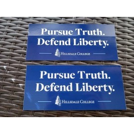 SET 2"Pursue Truth. Defend Liberty" blue/white bumper stickers about 3.75"x8.50"