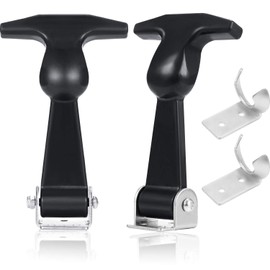 Mudder 2 Pcs Elastic Stainless Steel Rubber Hood Catch Flexible T-Handle Hasp Rubber Flexible Draw Latches with Brackets for Tool Cabinet, Vehicle Engine, Hood
