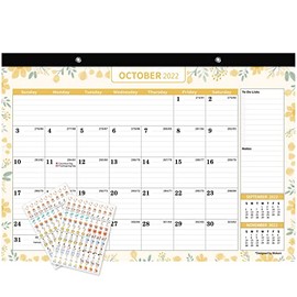 2022-2023 Large Desk Calendar（Jan.2022-Jun.2023), Big Monthly Wall Calendar with Plastic Cover: 17"x12", 18 Months Academic Year Desk Pad Calendars with Planner Stickers