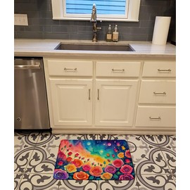 Caroline's Treasures Roses in Color Memory Foam Kitchen Mat Machine Washable Anti-Fatigue Mat Cushion Comfort Bath Mat or Kitchen Rug