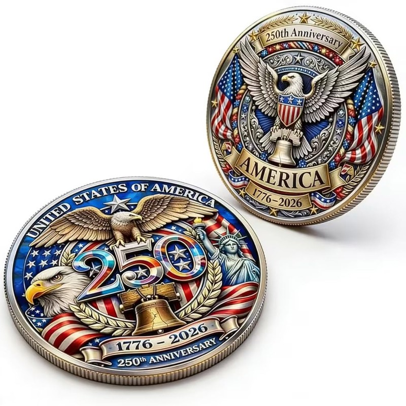 U.S. Army 250th Anniversary Commemorative Gold-Plated Challenge Coin, Double-Sided High