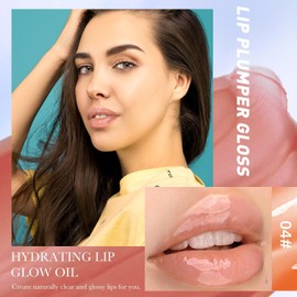 Bluemega Lip Glow Oil Jelly Lip Oil, brillo de labios para una apariencia 3D, brillo de labios de color claro con ácido hialurónico y colágeno vegano para labios llenos de apariencia saludable (4#)