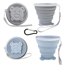 FINDWORLD Collapsible Cups-Silicone Foldable Cup-Expandable Folding DrinkingCup Reusable Portable Mugs-Cup For Travel, Camping, Hiking, Beach, Holiday Vacation, Outdoor Sports (GreyBlue)